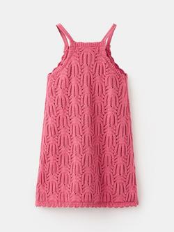 Mango Kids' Open Knit Mini Dress, Strawberry, Strawberry