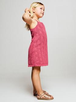Mango Kids' Open Knit Mini Dress, Strawberry - view 2, Strawberry
