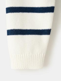 Mango Kids' Henley Knit Stripe Jumper, Off White - view 2, Off White