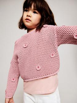 Mango Baby Cropped Floral Jumper, Pale Pink, Pale Pink