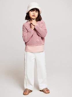 Mango Baby Cropped Floral Jumper, Pale Pink - view 2, Pale Pink