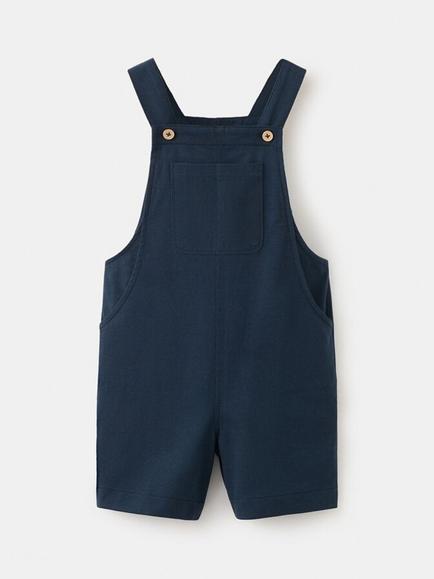 Mango Baby Structured Short Dungarees, Navy, Navy