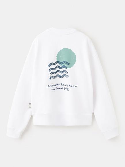 Mango Kids' Crew Neck Graphic Print Sweatshirt, Off White - view 2, Off White