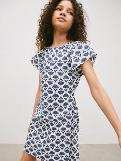 Mango Kids' Vestido Floral A-Line Dress, White, White