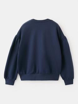 Mango Kids' Cotton Fleur Sweatshirt, Navy - view 2, Navy