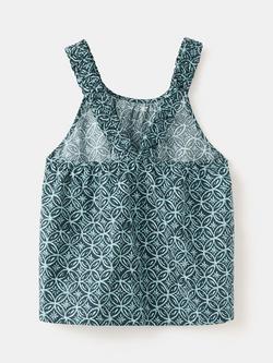 Mango Kids' Sleeveless Geo Print Blouse, Navy - view 2, Navy
