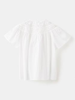 Mango Kids' Short Sleeve Lace Trim Blouse, White - view 2, White