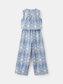 Mango Kids' Printed Wide Leg Jumpsuit, Blue - view 2, Blue