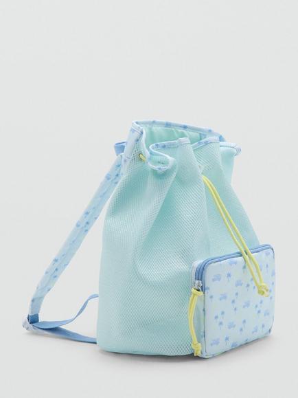 Mango Kids' Drawstring Bag, Aqua - view 2, Aqua