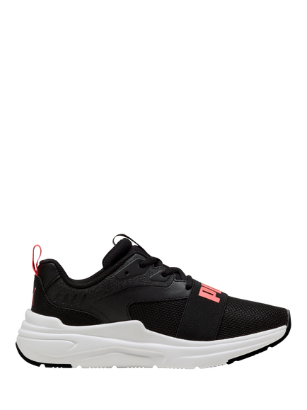 PUMA Kids' Wired 2 Mesh Trainers, Black/Pink