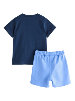 Lindex Kids' T-Shirt and Shorts Set, Dark Blue - view 2, Dark Blue