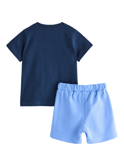 Lindex Kids' T-Shirt and Shorts Set, Dark Blue - view 2, Dark Blue