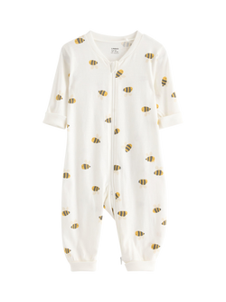 Lindex Baby Bee Sleepsuit, Light Dusty White, Light Dusty White