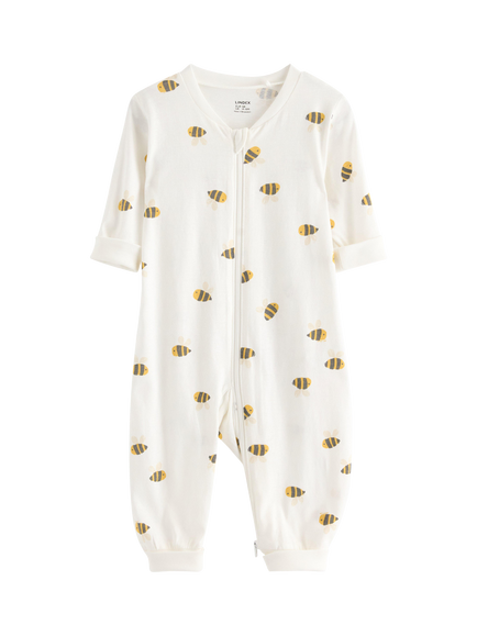 Lindex Baby Bee Sleepsuit, Light Dusty White, Light Dusty White