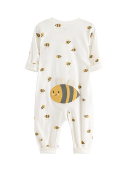 Lindex Baby Bee Sleepsuit, Light Dusty White - view 2, Light Dusty White