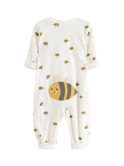Lindex Baby Bee Sleepsuit, Light Dusty White - view 2, Light Dusty White