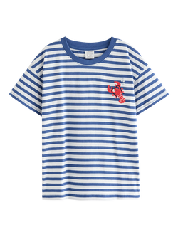 Lindex Kids' Striped T-Shirt, Blue, Blue