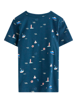 Lindex Kids' Short Sleeve Nautical Print T-Shirt, Dark Blue - view 2, Dark Blue