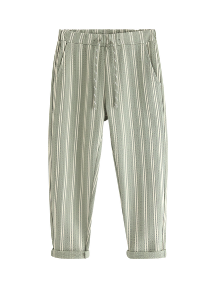 Lindex Kids' Striped Trousers, Light Dusty Green, Light Dusty Green