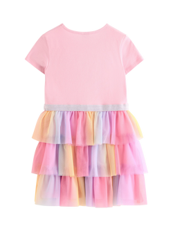 Lindex Kids' Short Sleeve Tulle Unicorn Dress, Light Pink - view 2, Light Pink