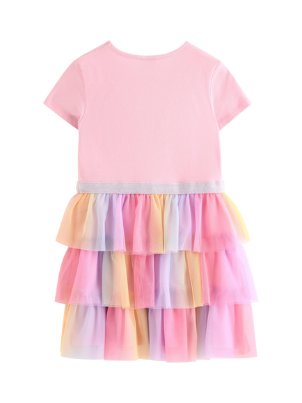 Lindex Kids' Short Sleeve Tulle Unicorn Dress, Light Pink - view 2, Light Pink