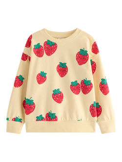 Lindex Strawberries Sweatshirt, Light Dusty Yellow, Light Dusty Yellow
