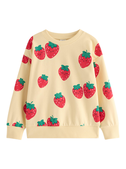Lindex Strawberries Sweatshirt, Light Dusty Yellow, Light Dusty Yellow