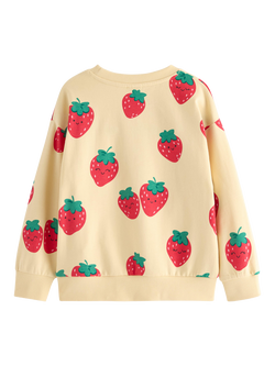Lindex Strawberries Sweatshirt, Light Dusty Yellow - view 2, Light Dusty Yellow