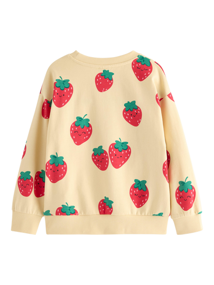 Lindex Strawberries Sweatshirt, Light Dusty Yellow - view 2, Light Dusty Yellow