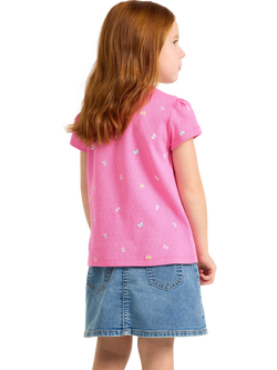 LIndex Kids' Floral Embroidered Pointelle Knit Top, Pink - view 2, Pink