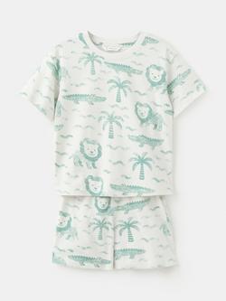 Mango Kids' Short Sleeve Printed Pyjama Set, Aqua, Aqua