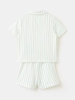 Mango Kids' Short Sleeve Striped Pyjama Set, Green - view 2, Green