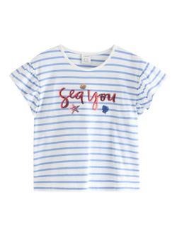 Lindex Kids' Sea You T-Shirt, Light Dusty White/Multi, Light Dusty White/Multi