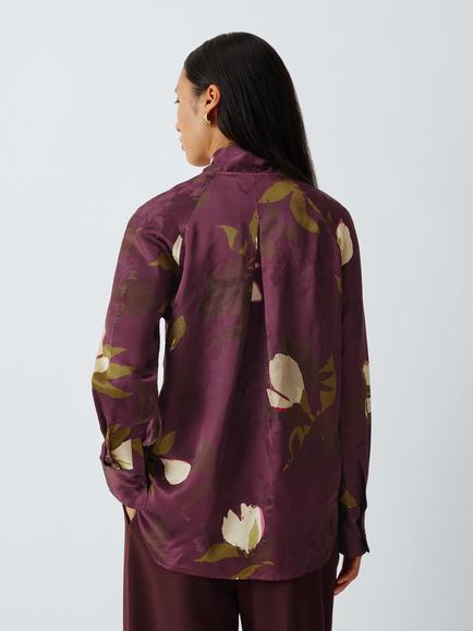 John Lewis Tie Neck Floral Print Blouse, Floral - view 2, Floral