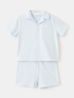 Mango Kids' Short Sleeve Striped Pyjama Set, Blue, Blue
