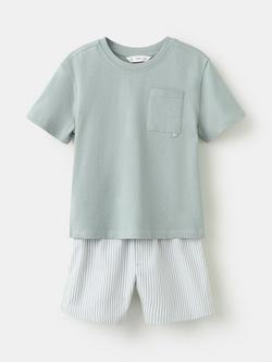 Mango Kids' Pure Cotton Short Pyjama Set, Green