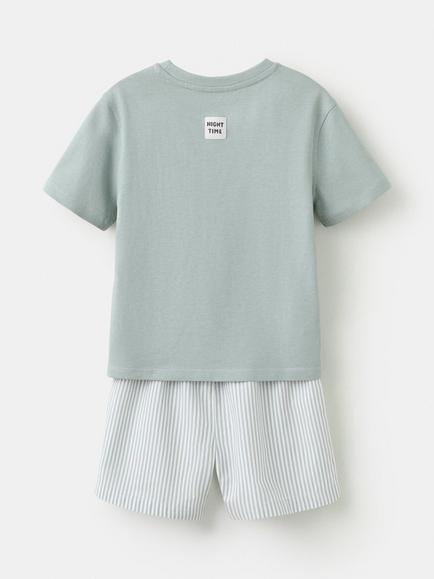 Mango Kids' Pure Cotton Short Pyjama Set - view 2, Green