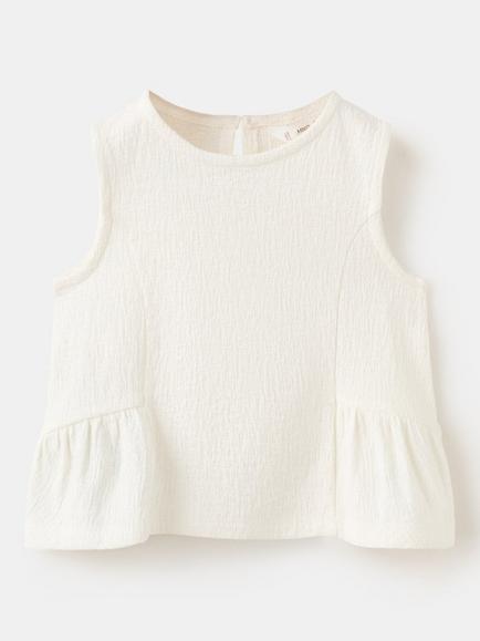 Mango Kids' Peplum Top, Off White, Off White