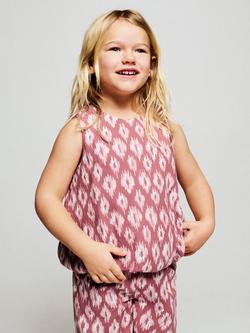 Mango Kids' Ikat Top, Strawberry, Strawberry