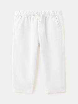 Mango Baby Drawstring Waist Linen Blend Trousers, Off White