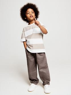 Mango Baby Drawstring Waist Linen Blend Trousers, Brown