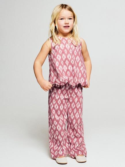 Mango Kids' Ikat Trousers, Strawberry, Strawberry