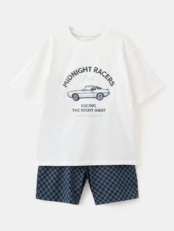 Mango Kids' Graphic Print Short Pyjama Set, Off White, Off White