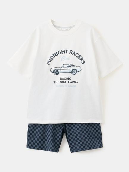 Mango Kids' Graphic Print Short Pyjama Set, Off White, Off White