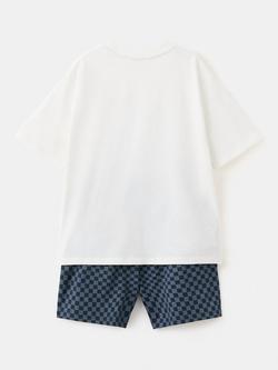 Mango Kids' Graphic Print Short Pyjama Set, Off White - view 2, Off White