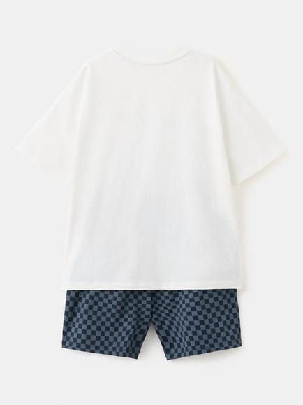 Mango Kids' Graphic Print Short Pyjama Set, Off White - view 2, Off White