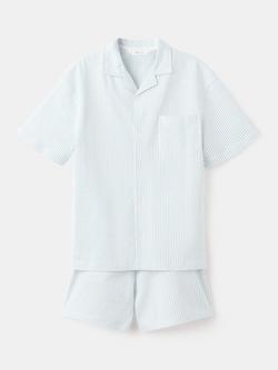 Mango Kids' Striped Short Pyjama Set, Blue, Blue