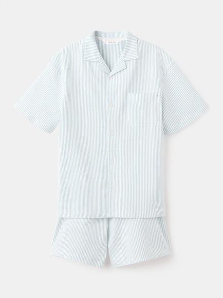 Mango Kids' Striped Short Pyjama Set, Blue, Blue
