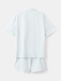 Mango Kids' Striped Short Pyjama Set, Blue - view 2, Blue