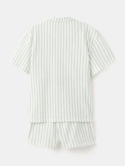 Mango Kids' Short Sleeve Striped Pyjama Set, Green/White - view 2, Green/White